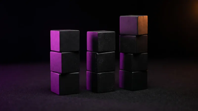 Three stacks of blocks that do not line up, a picture of inventory drifting across channels on a hosted platform