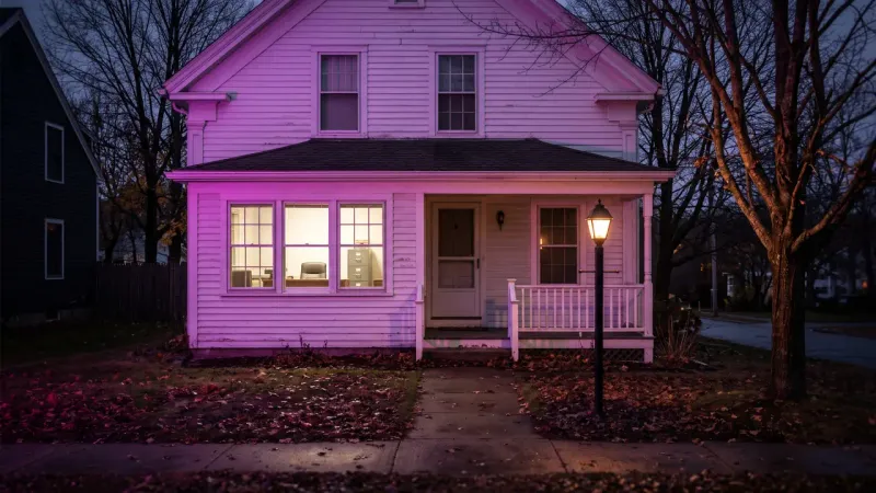 Small accounting office in a converted house at dusk, one of Worcester County's tax and bookkeeping firms